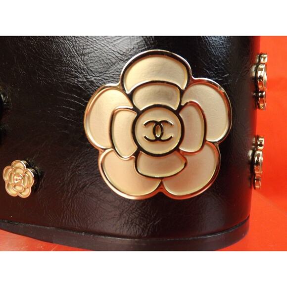 NIB CHANEL BLACK LEATHER CAMELLIA CC PLATFORM CAP TOE LACE UP OXFORDS 39 - Picture 4 of 12